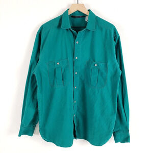 VINTAGE The North Face Mens SIZE M/L Green Button Down Shirt 70s 80s Long Sleeve